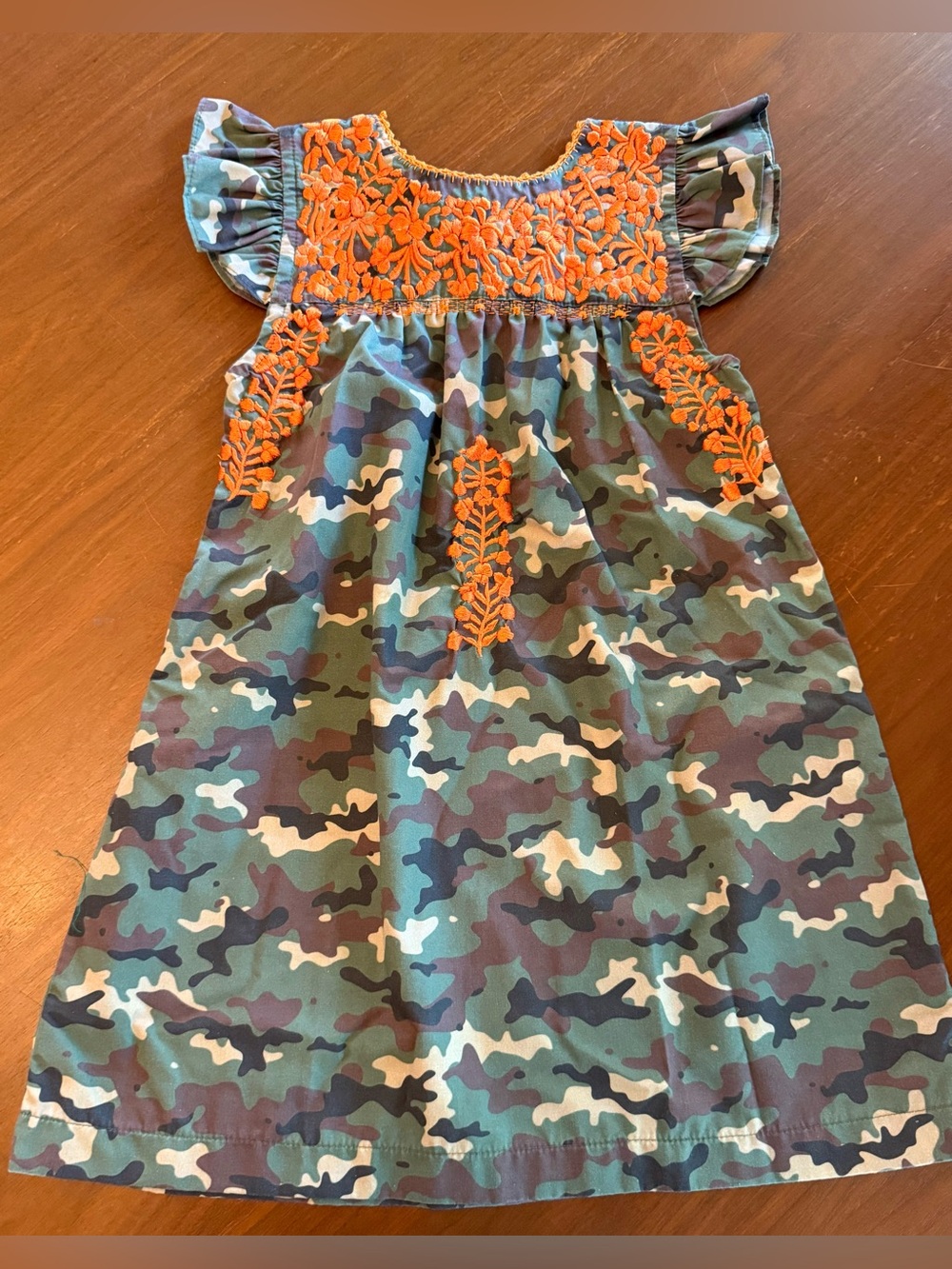 Six Honeybees Camo Embroidered Dress W/ Flutter Sleves - Girls size 7